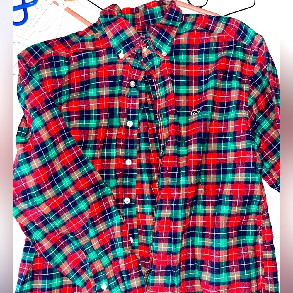 Vineyard vines plaid whale shirt (soft fabric)